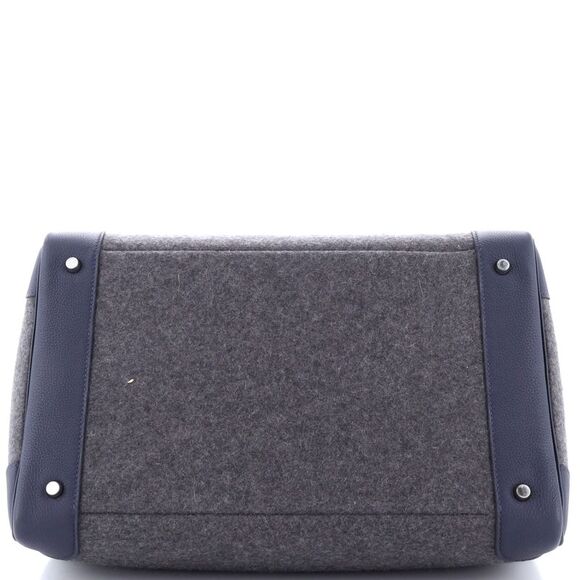 Hermes HAC Birkin Bag Todoo Wool and Blue Togo with Palladium Hardware 40 - Picture 5 of 8